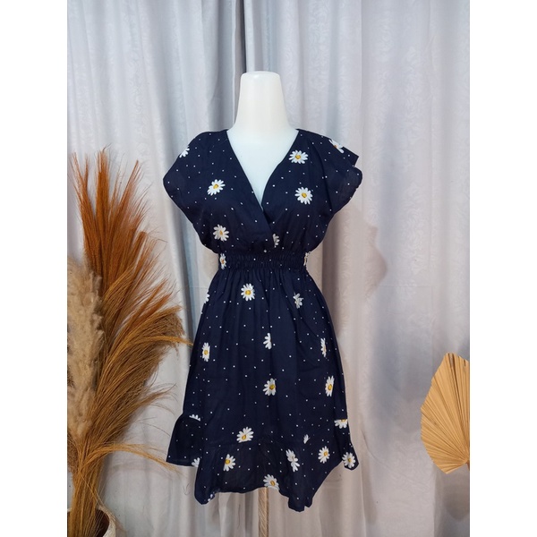 DASTER MINI MOZA RAMPEL BUSUI FRIENDLY MOTIF-Daisy Navy