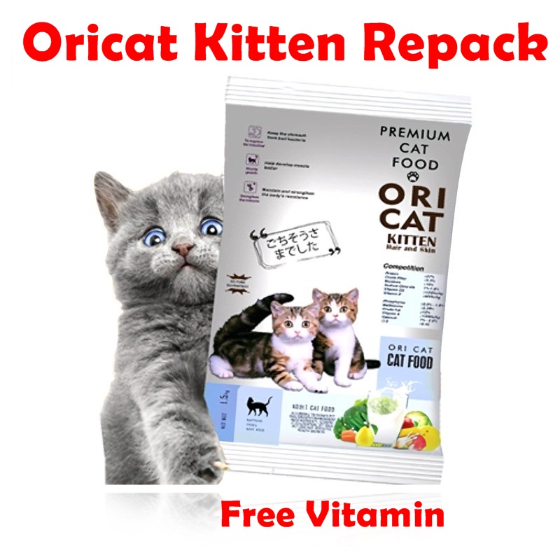 Makanan Kucing Ori Cat Kitten 1kg Free Vitamin Dry Food Pakan Kering Pelet