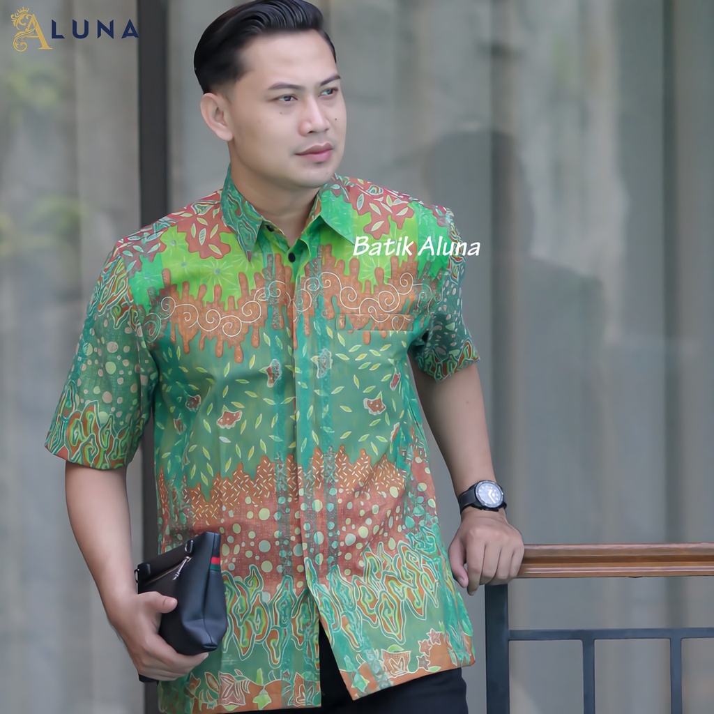 Batik Pria Lengan Pendek Premium BATIK TENUN HRB026 motif EXCLUSIVE Kode FPT 003 S M L XL XXL XXXL