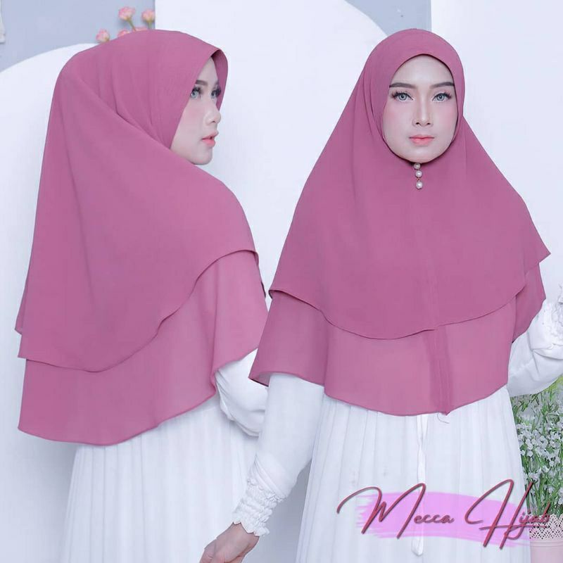 Khimar Ceruty Baby doll Premium Original Mecca Hijab Dua Layer Kerudung Instan Hijab Payung L