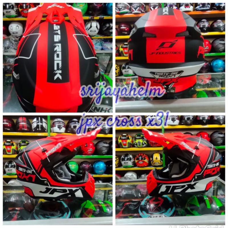 HELM JPX CROSS X31 OREN GLOSS PAKET KACA