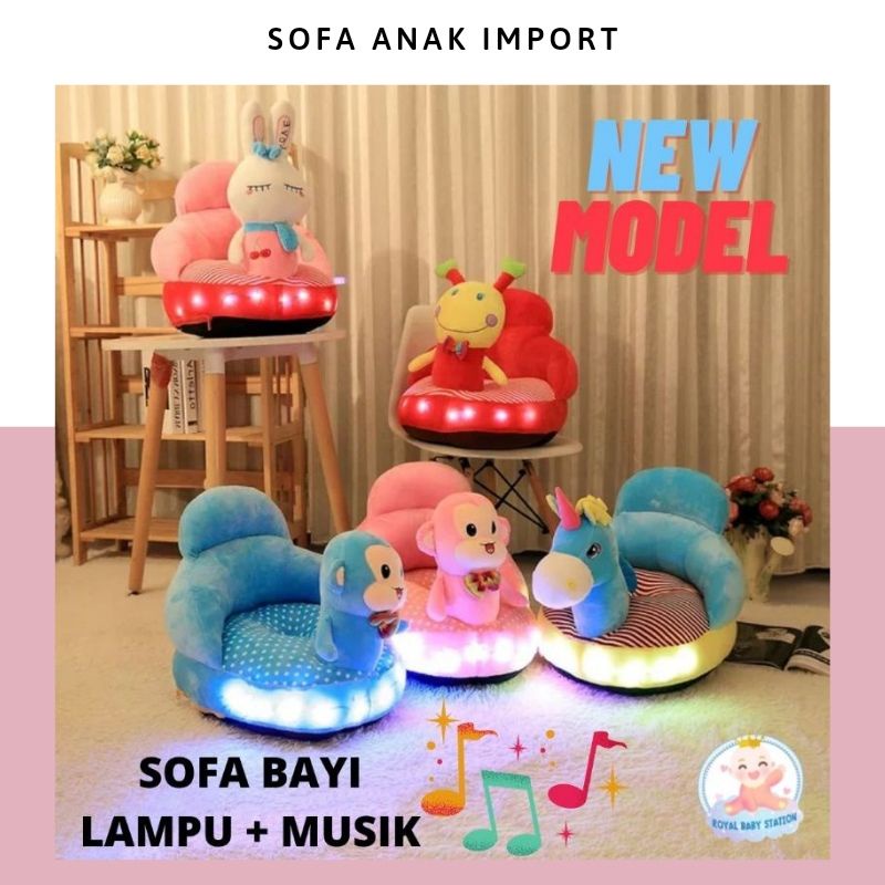 Kursi Sofa Bayi lampu LED musik Super Cute Original Soft