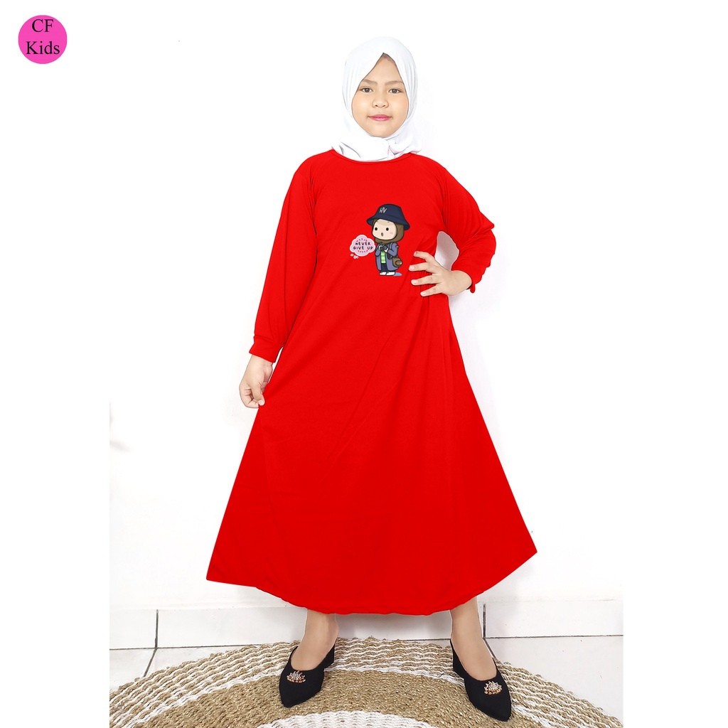 Gamis Anak Perempuan DTF Never Give Up CF Kids