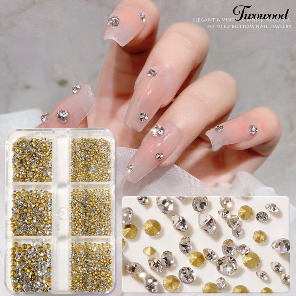 Twowood 1000Pcs Charms Berlian Imitasi Mini 3D Dekorasi Nail Art / Manicure Charms