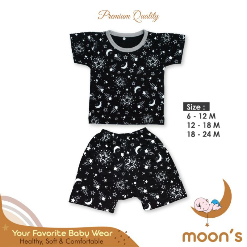 STELAN OBLONG PENDEK MOONS/Stelan baju bayi pendek moons