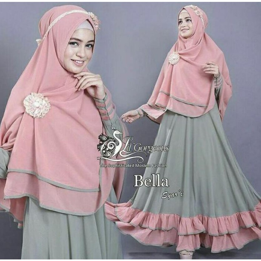 HOPYLOVY - Gamis Wanita Bella Syari 2tones