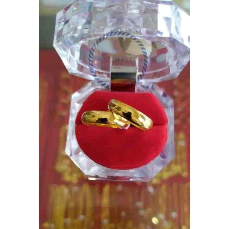 cincin kawin polos Perak lapis emas kuning 3gram