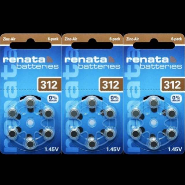 ORIGINAL RENATA 312 LR41 AG3 BATERAI ALAT BANTU DENGAR 6 PCS