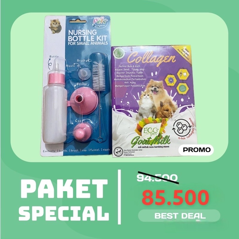 PAKET BUNDLE DOT SUSU 90ml - ECOPET GOAT MILK COLLAGEN KUCING ANJING