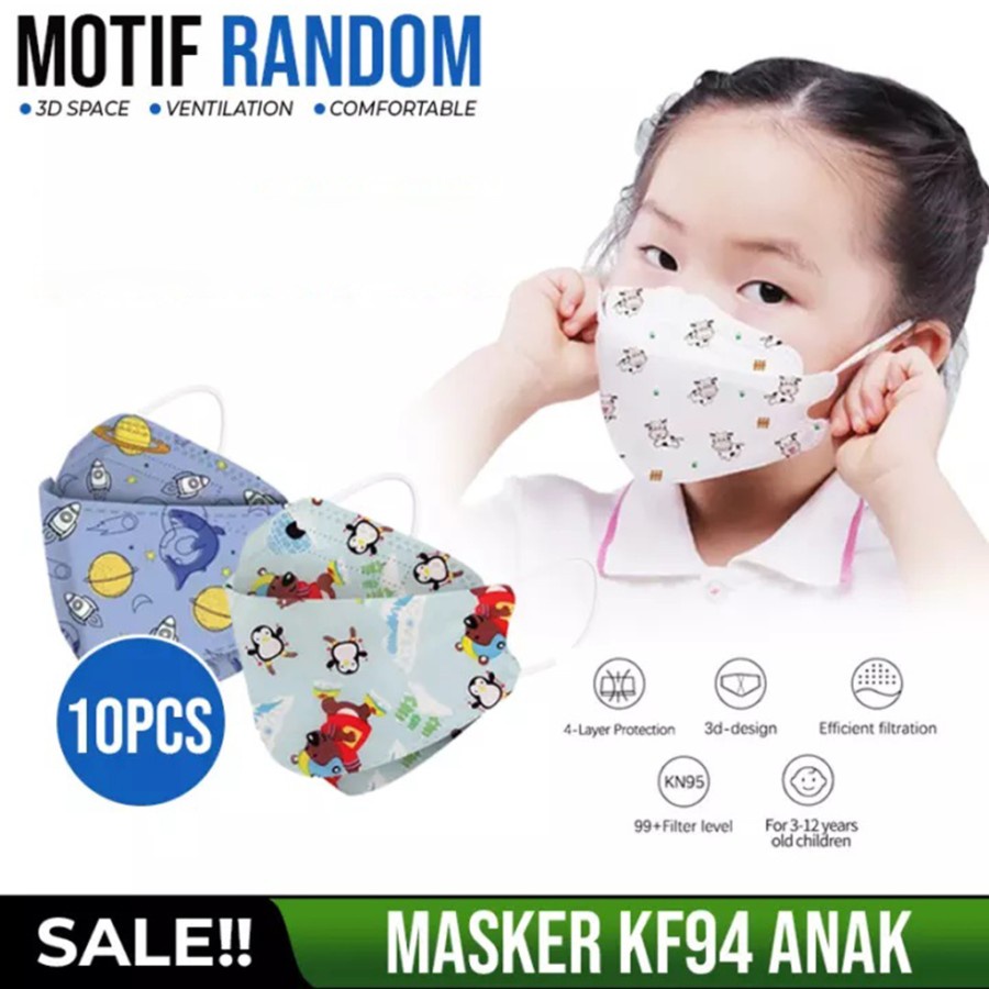 Masker KF94 isi 10pcs ukuran Anak dengan Motif gambar karakter kartun