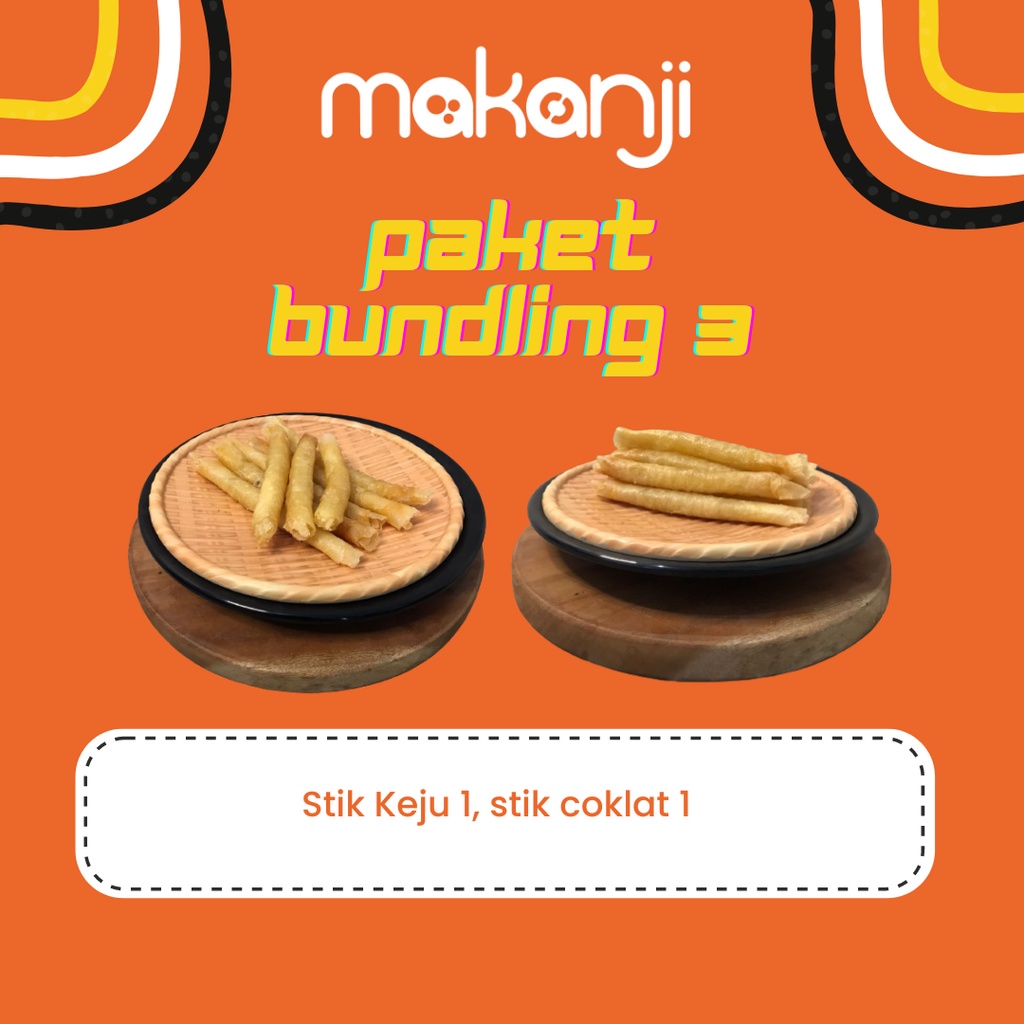 

[Makanji] Paket Bundling 3 | Stick Keju Aroma 10 Pcs dan Stick Cokelat 10 Pcs | Cheese Stick | Chocolate Stick | Stik Keju Aroma | Stik Coklat | Frozen Food | Cemilan Keluarga | Jajan | Snack