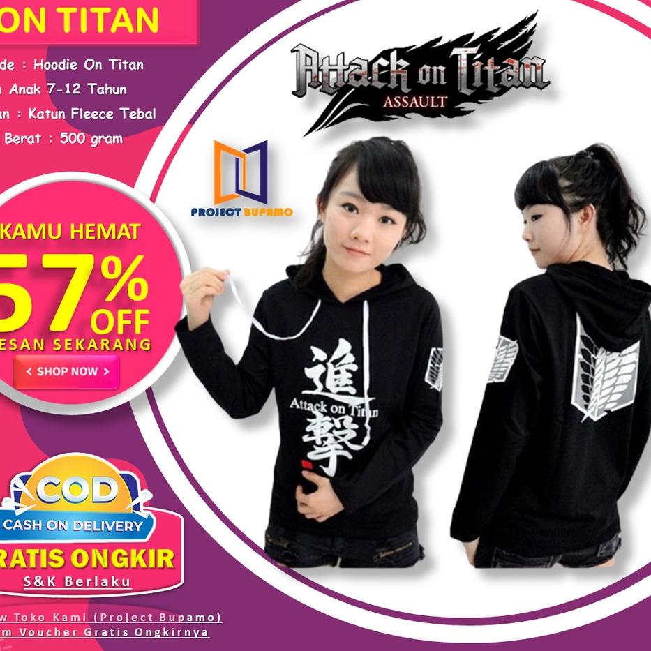 CUCI_GUDANG Jaketa Anime Anak On Titan Anak SD SMP Jaket Anak Sweater Hoodie Anak Usia 7-14 Tahun ♦ 