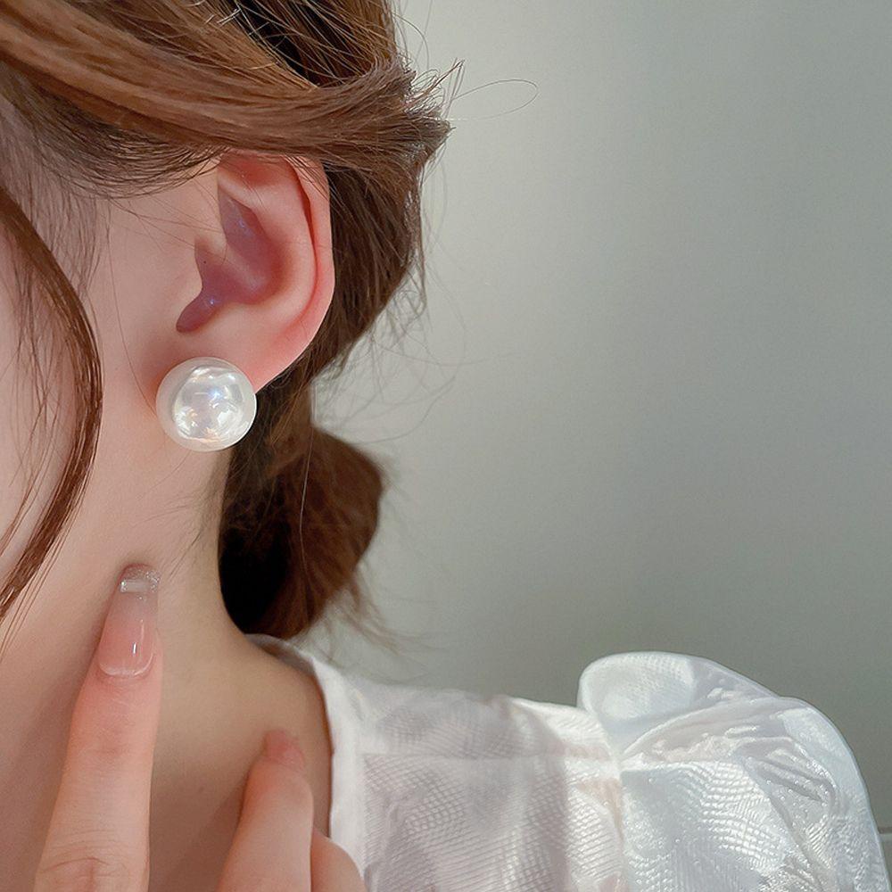 Needway   Wanita Anting Mutiara Elegan Manis Temperamen Besar Sederhana Menjuntai Drop Earrings