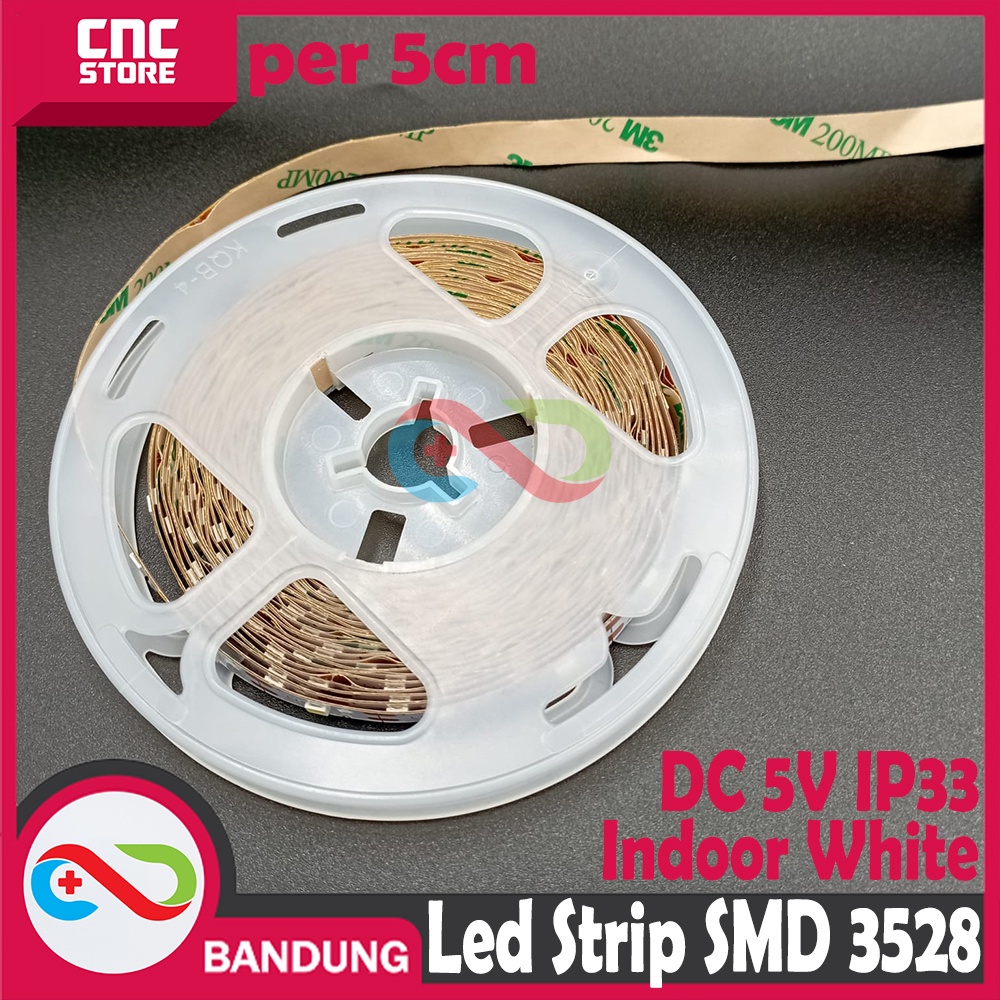 LED STRIP SMD 3528 SINGLE COLOUR DC 5V IP33 INDOOR PUTIH WHITE PER 5CM