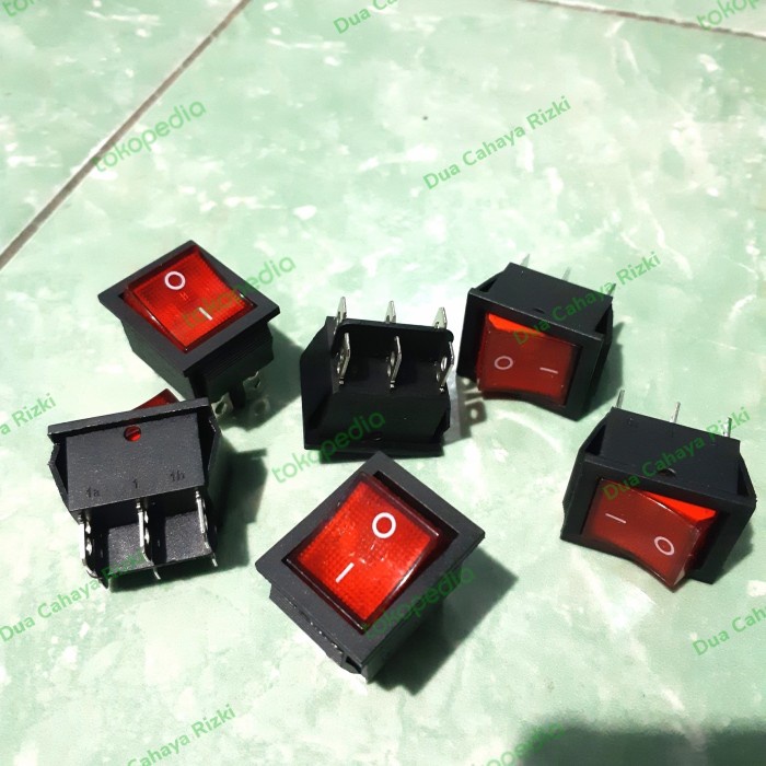 saklar on off rocker switch 6 pin besar + lampu indikator