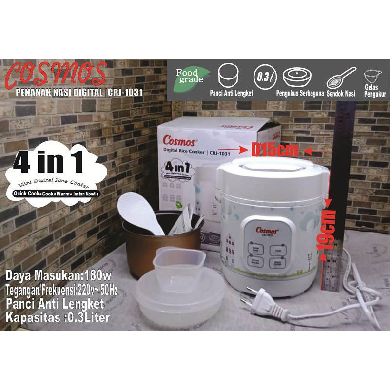 Cosmos CRJ 1031 – Magic Com 0.3 Liter 4 in 1 Nonstick Digital