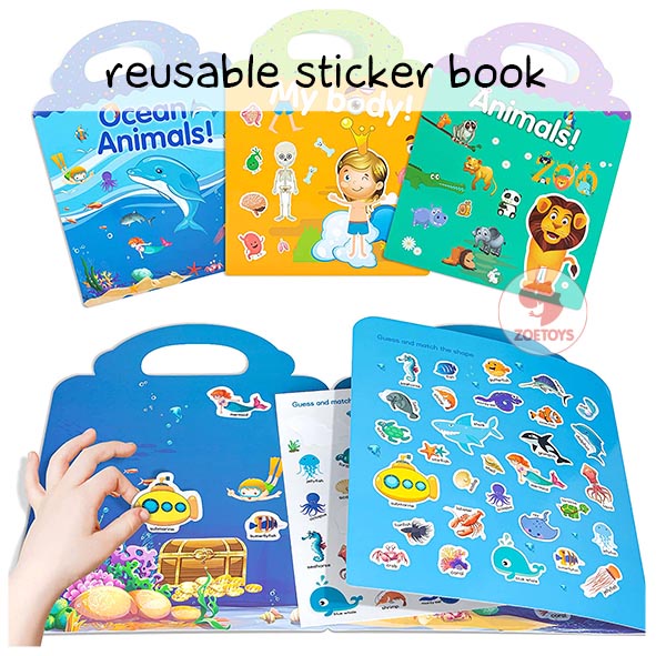 Zoetoys Reusable Sticker Book | Aktivitas Menempel Buku Stiker | Books Activity Mainan Edukasi Waterproof   Mainan Edukasi Anak