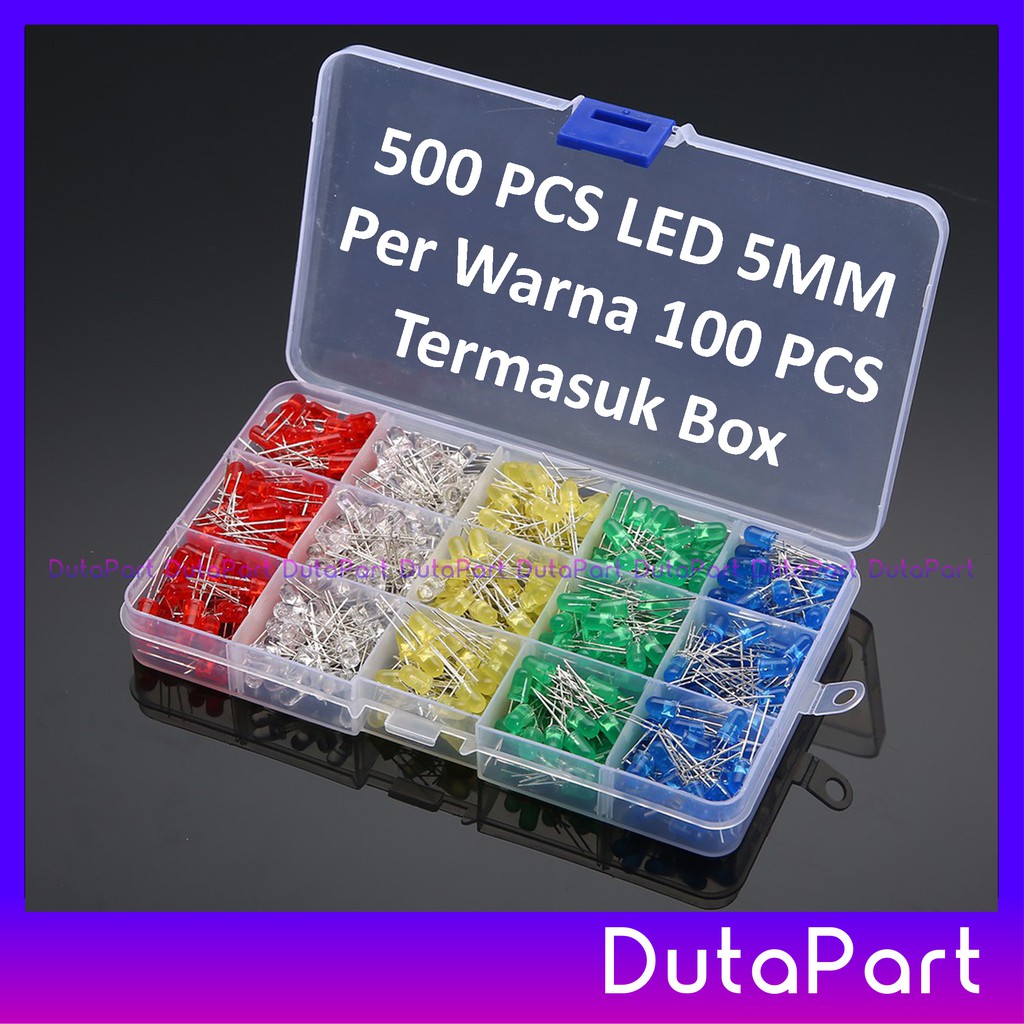 500 PCS LED 5mm 5 WARNA TERMASUK BOX F5 LED Dioda KUALITAS BAGUS