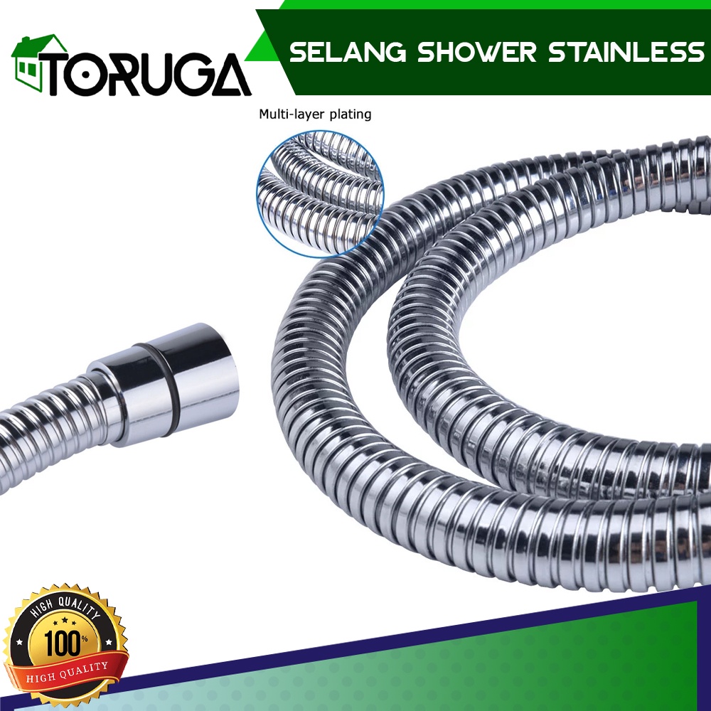 Selang Shower Kamar Mandi Stainless Steel Fleksibel Universal Hose Panjang 150cm Lentur Awet Tahan Panas dan Dingin