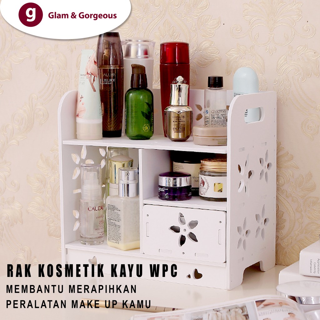 Rak Kosmetik Makeup Serbaguna Kamar Mandi Bahan WPC Tahan Air DS020