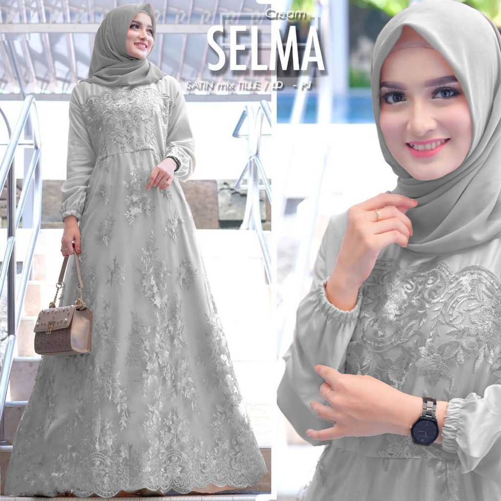 {BISA COD} MAXI DRESS BRUKAT GAMIS SELMA - DRESS BROKAT TULLE OUTFIT KONDANGAN KEKINIAN - BAJU PESTA SERAGAM BIRDESMAID NIKAHAN - MAXI DRESS LEBARAN GAMIS FARASYA