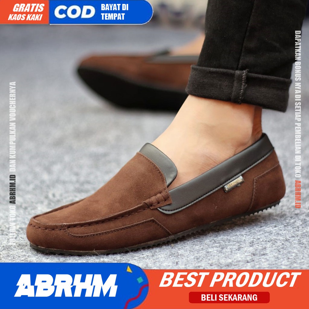 ABRHM Sepatu Casual Slip On Hitam Kerja Pria