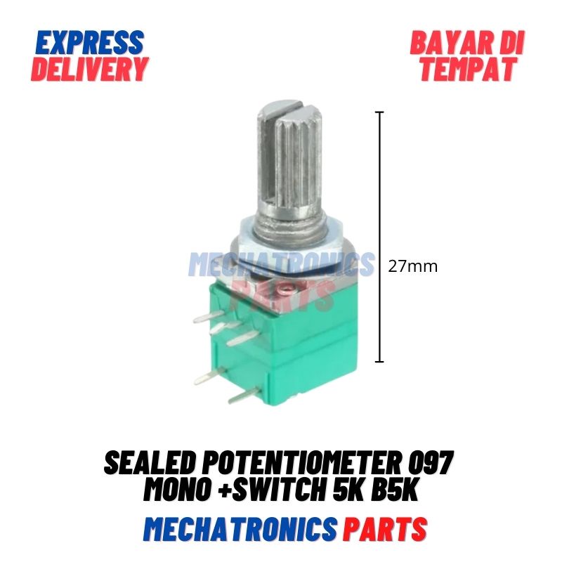 Sealed Potentiometer Potensiometer potensio meter 097 Mono +Switch 5K B5K