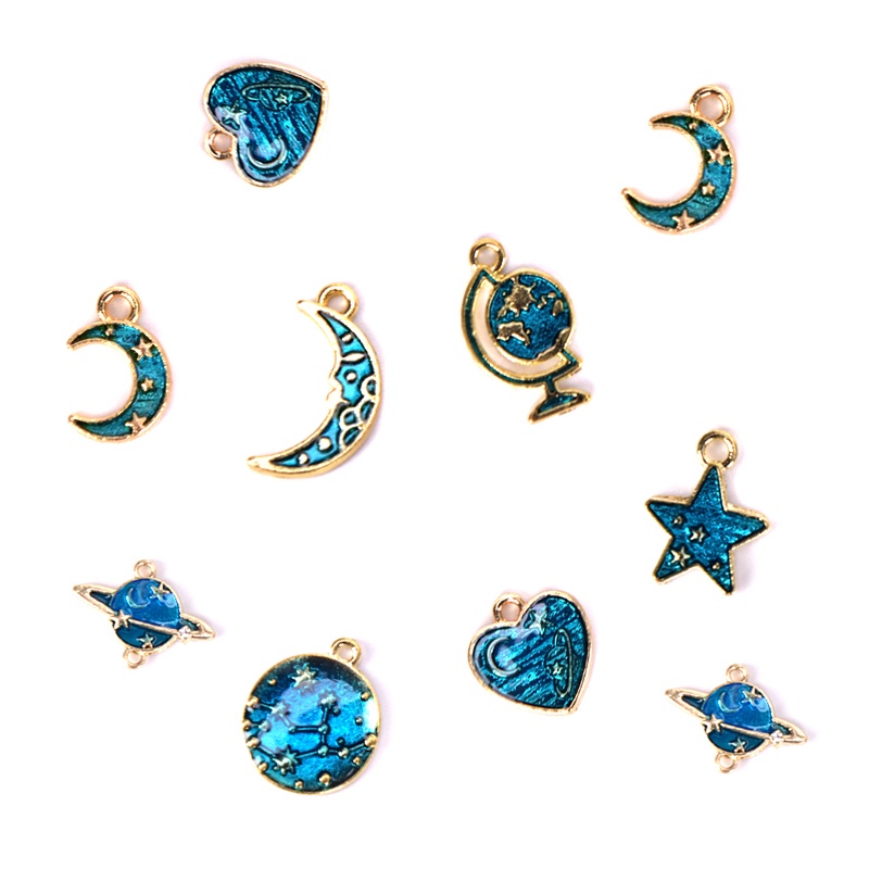 10pcs / Set Liontin Enamel Alloy Seri Universe Untuk Kerajinan Perhiasan Charms