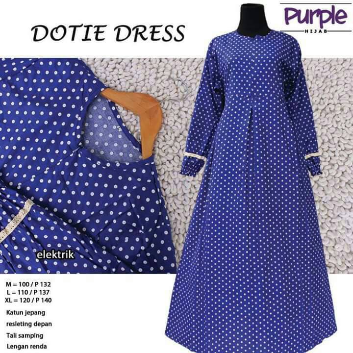 Gamis Busui Friendly Bahan Katun Jepang Motif Polkadot