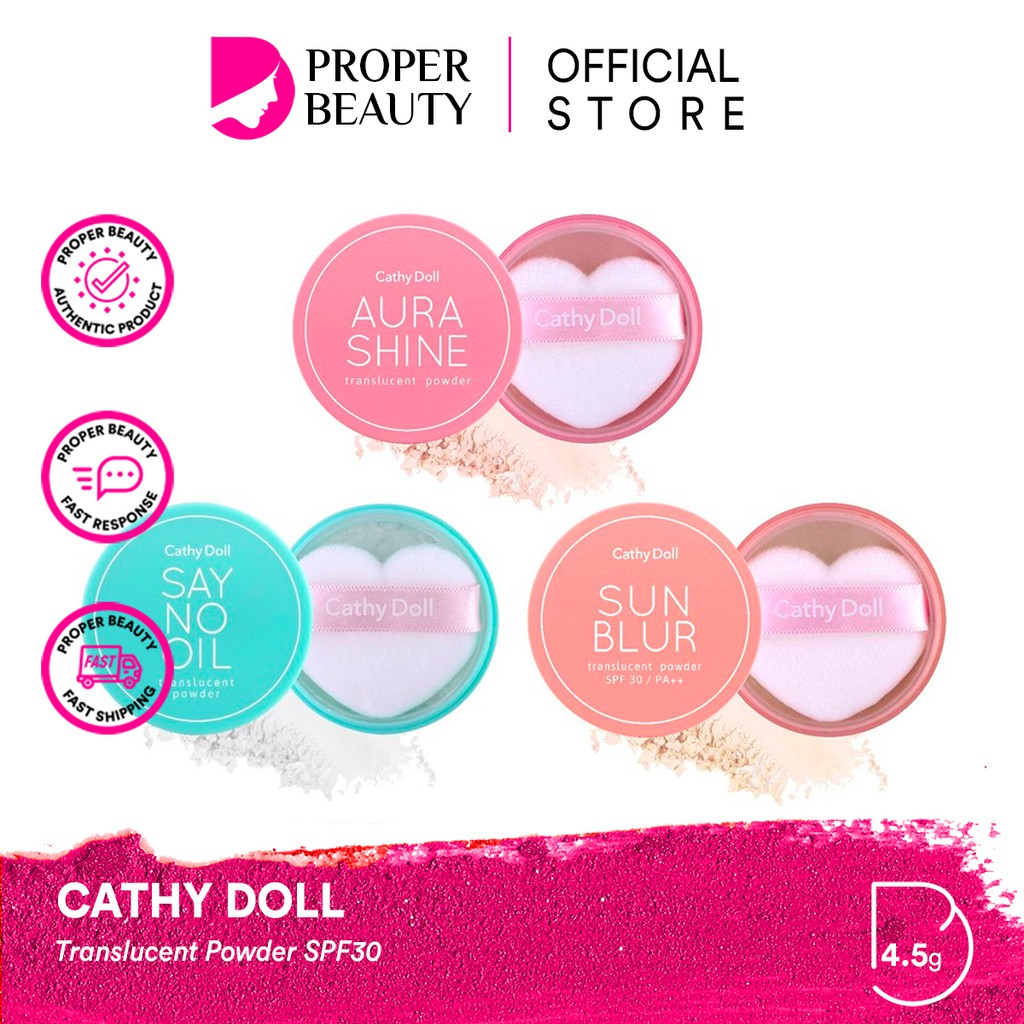 CATHY DOLL Translucent Powder SPF30 Thailand / Aura Shine Sun Blur Say / Loose Powder / Bedak Tabur