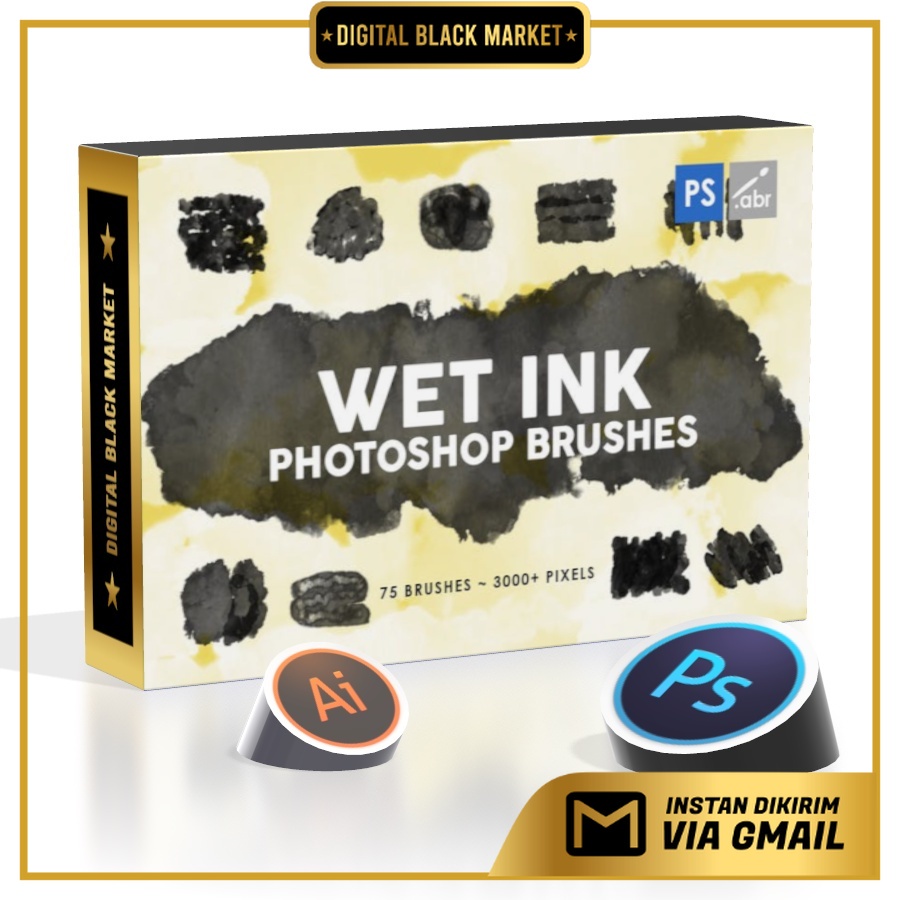 75 Wet Ink - Photoshop Stamp Brushes