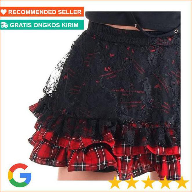 DISKON BESAR  Punk Gothic Lolita Skirt Tartan Lace