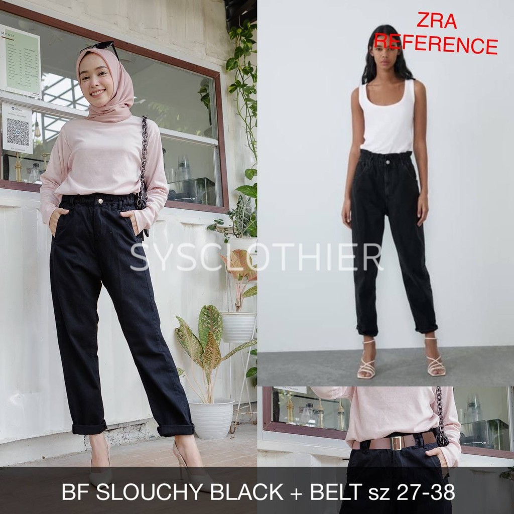 CELANA JEANS WANITA BF SLOUCHY  + BELT SERIES (SZ 35-38 BELT HEART)