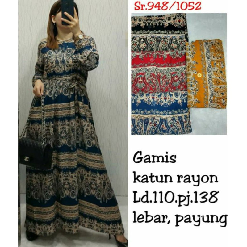 Gamis katun Rayon/Gamis motif/Gamis Rayon/Gamis Cantik