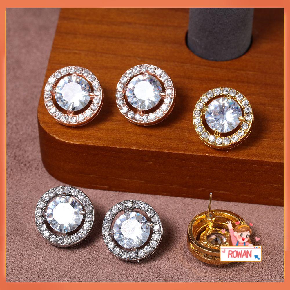 ROW New Earrings Piercing White Diamond Moissanite Stud Wedding Engagement Women Men Fashion Jewelry Gifts Shiny Zircon Round/Multicolor