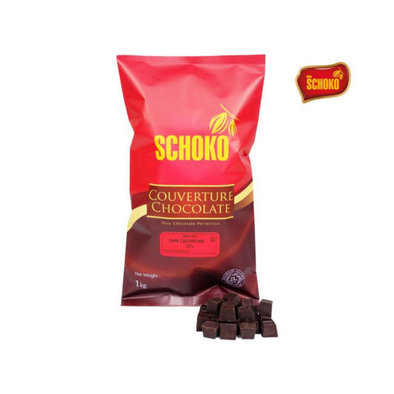 

Dark Chocolate Couverture Cube 72% 1kg SCHOKO / dark chocolate blok / cokelat blok / easy melt