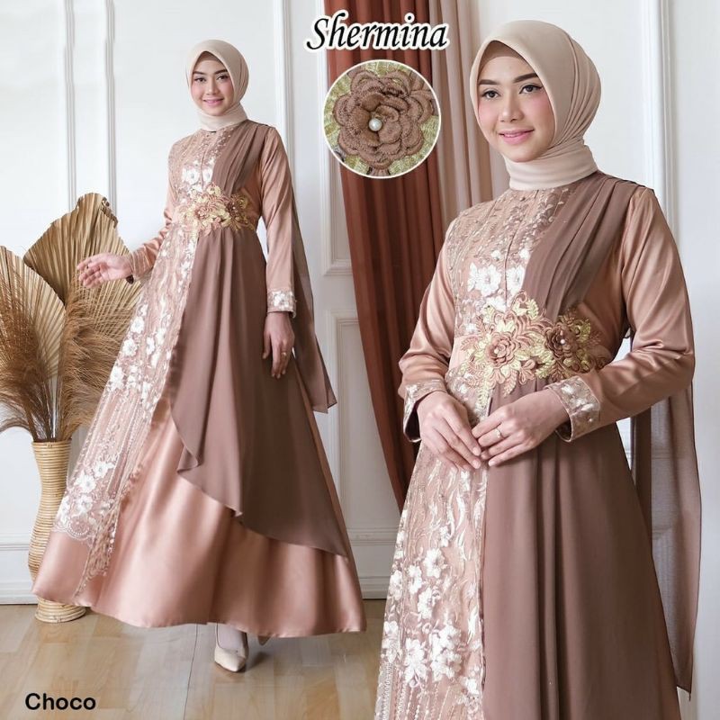 GAMIS PESTA MEWAH SHERMINA / KEBAYA WISUDA / GAMIS PESTA gaun baju pesta muslim