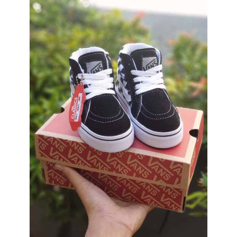 sepatu anak laki laki perempuan Vans Checkboard High SK8 Tali