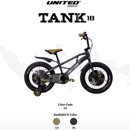 Sepeda Gunung Anak Cowok BMX United Tank Roda Empat Garansi SNI-Black