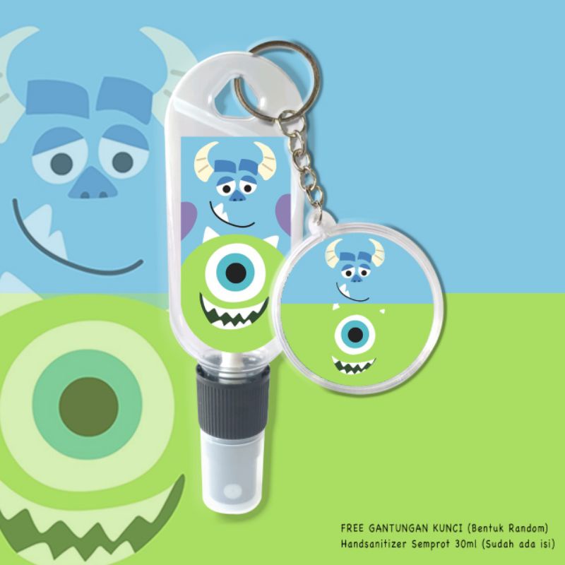 HAND SANITIZER MONSTER INC CHARACTER/SPRAY 30ML FREE ISI+GANCI