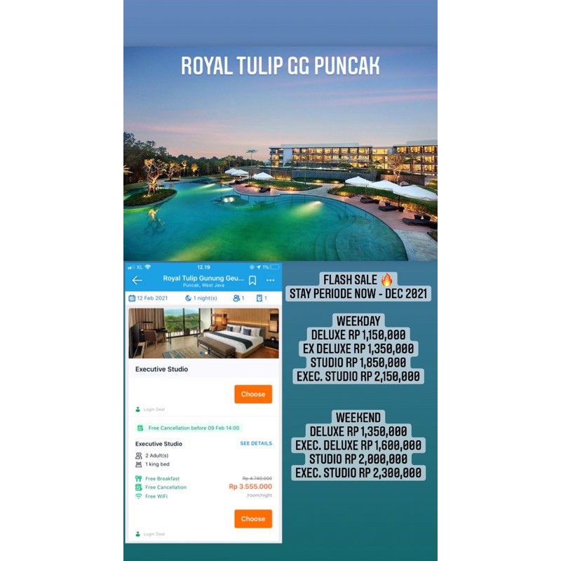 Pesanan Jayanti Mandasari - Voucher Hotel Royal Tulip GG Puncak