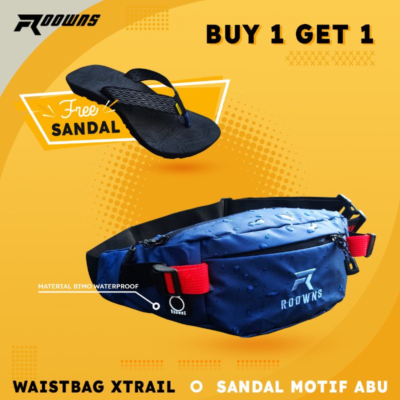 Tas Selempang Pria Waistbag Slempang Cowok Weistbag Waitsbag Waterproof Wesbag Free Sendal Gunung Jepit Xtrail Nv