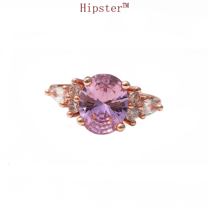 New Product Best-Selling Exquisite Elegant Inlaid Pink Crystal Adjustable Ring