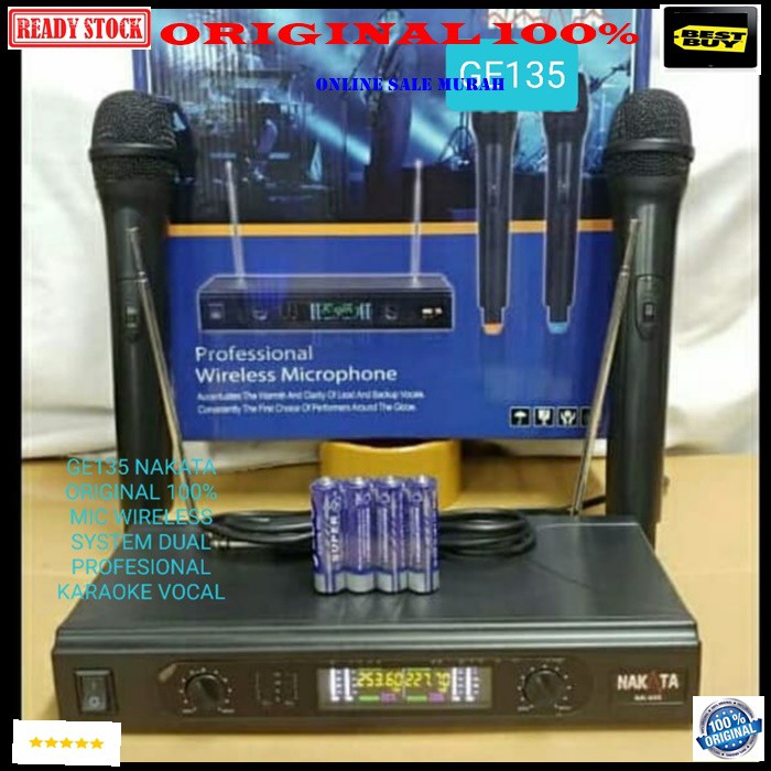 G135 Nakata original 100% mic karaoke sepasang mikrophone Wireless double microphone wireles dual mik pro suara audio sound sistem vokal vocal professional panggung dj studio dobel asli 2 channel  GARANSI UANG KEMBALI 100% JIKA TERBUKTI TIDAK ORIGINAL  ja