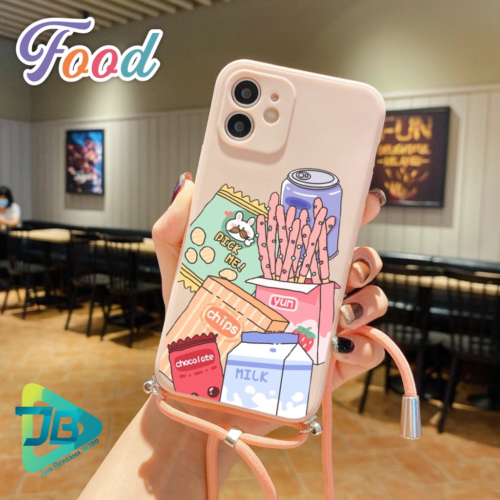 SOFTCASE SILIKON SLINGCASE TALI LANYARD STRAP PHONE MACARON PELINDUNG KAMERA FOOD OPPO VIVO SAMSUNG XIAOMI REALME IPHONE ALL TYPE JB5409