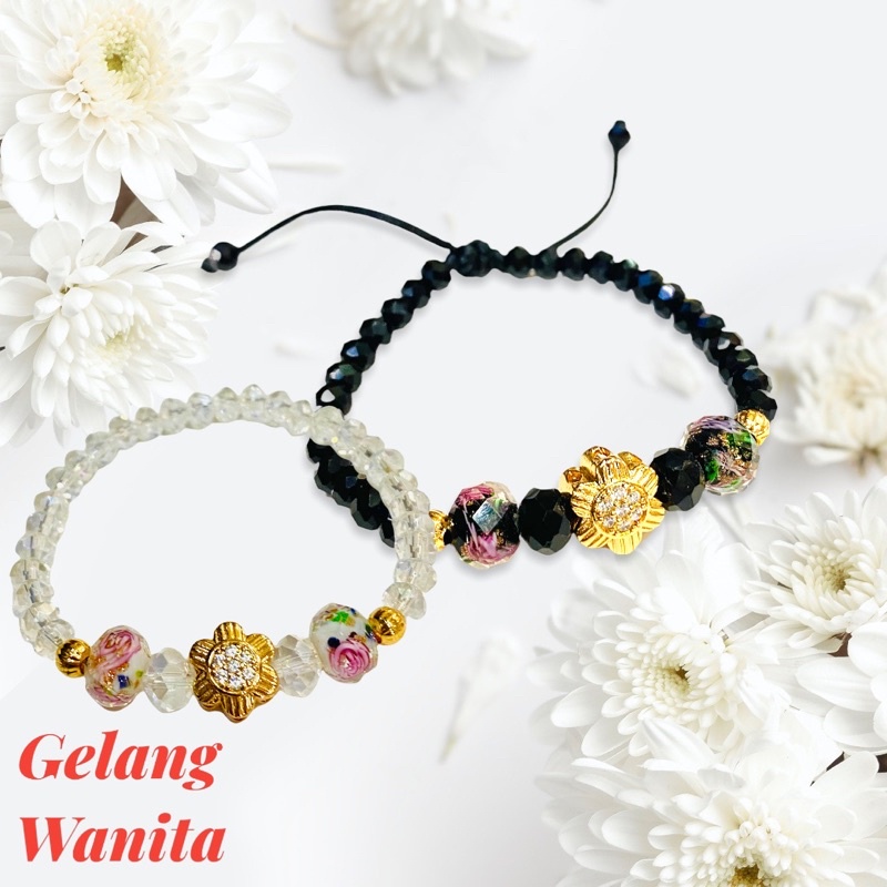 gelang tangan wanita//gelang kristal//perhiasan pemgganti emas