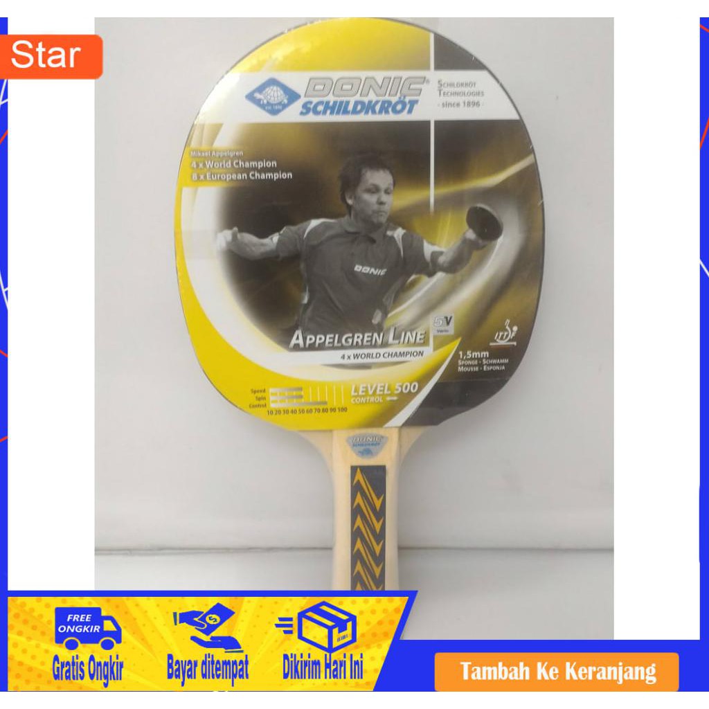 BAYAR DITEMPAT - BAT PINGPONG / TENIS MEJA DONIC SCHILDKROT - APPELGREN LINE 500 ORIGINAL XL1108