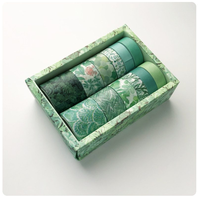 3m 12 Rol / Pak Isolasi / Selotip Washi Motif Bunga / Daun Warna-Warni Untuk Dekorasi Scrapbook Diy, Handmade