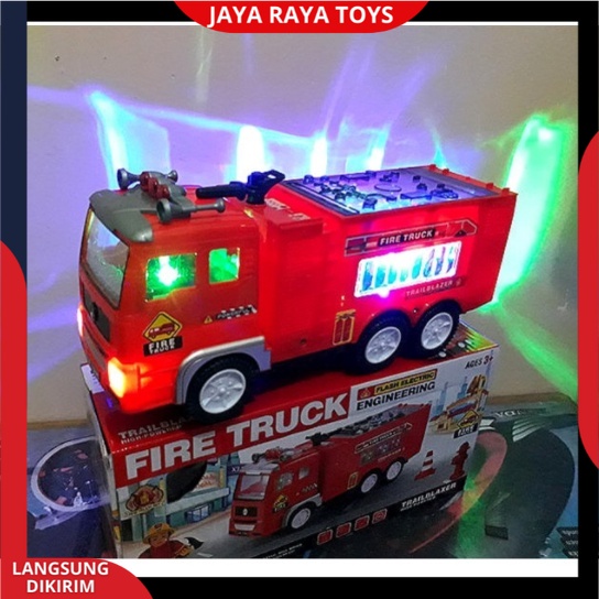 Mainan Mobil POLISI Pemadam Kebakaran BESAR Fire Truck Bump &amp; Go bersuara &amp; BerLampu NEW JY 685-687