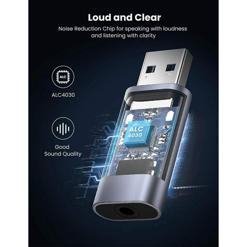 UGREEN Sound Card Eksternal USB to 3.5mm Untuk Komputer Laptop Nintendo Switch